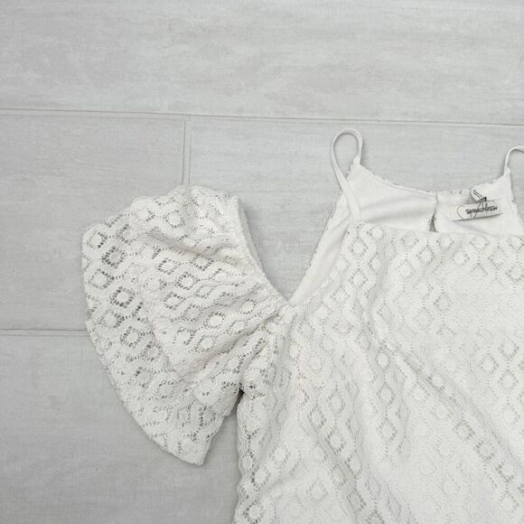 Speechless Dress Cold Shoulder Scalloped Trim Floral Lace Shift Sundress X Small - Picture 2 of 8